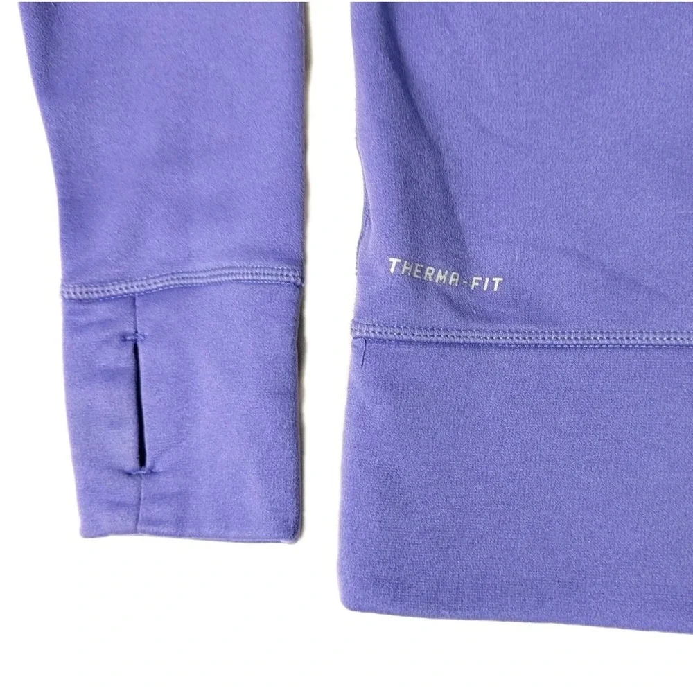 Nike Women's Therma-Fit Hoodie Sweatshirt Thumb Holes‎ Drawstring Purple Small